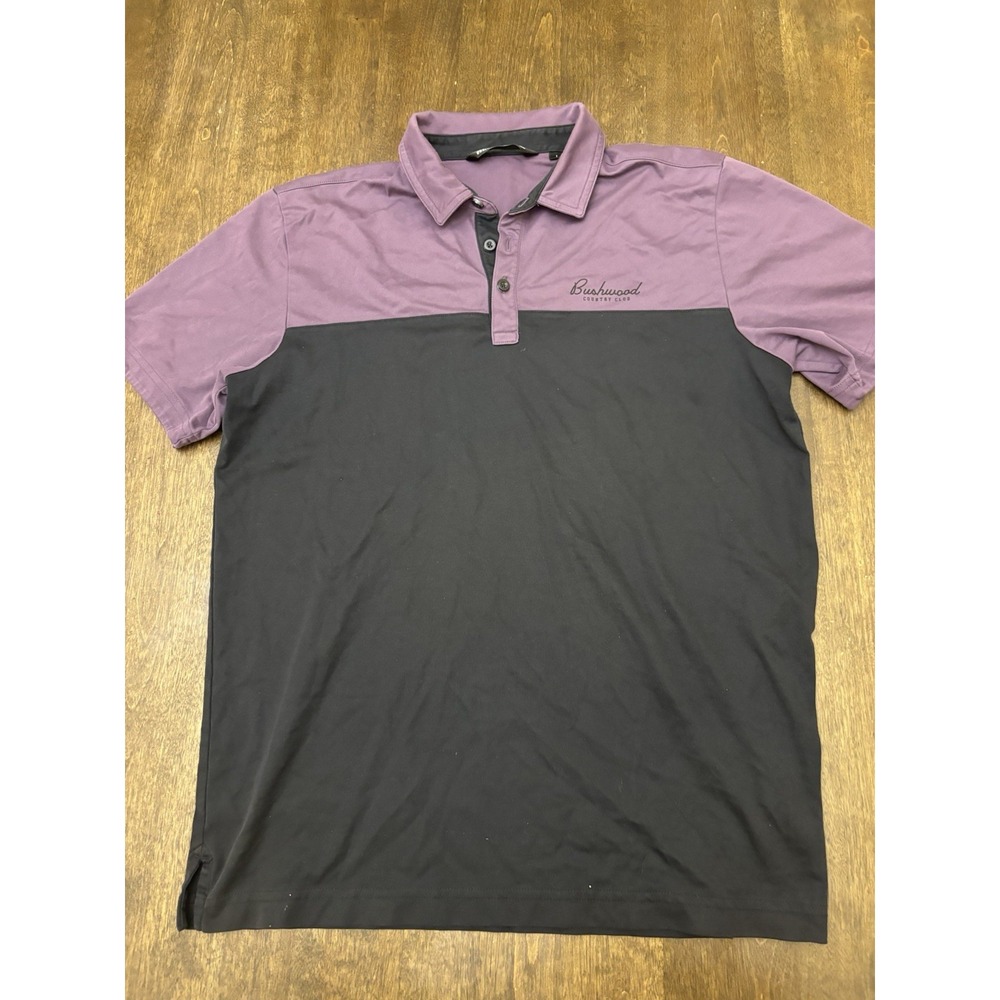 Travis Mathew Bushwood Polo Shirt Mens Large Purple Black Golf Country Club
